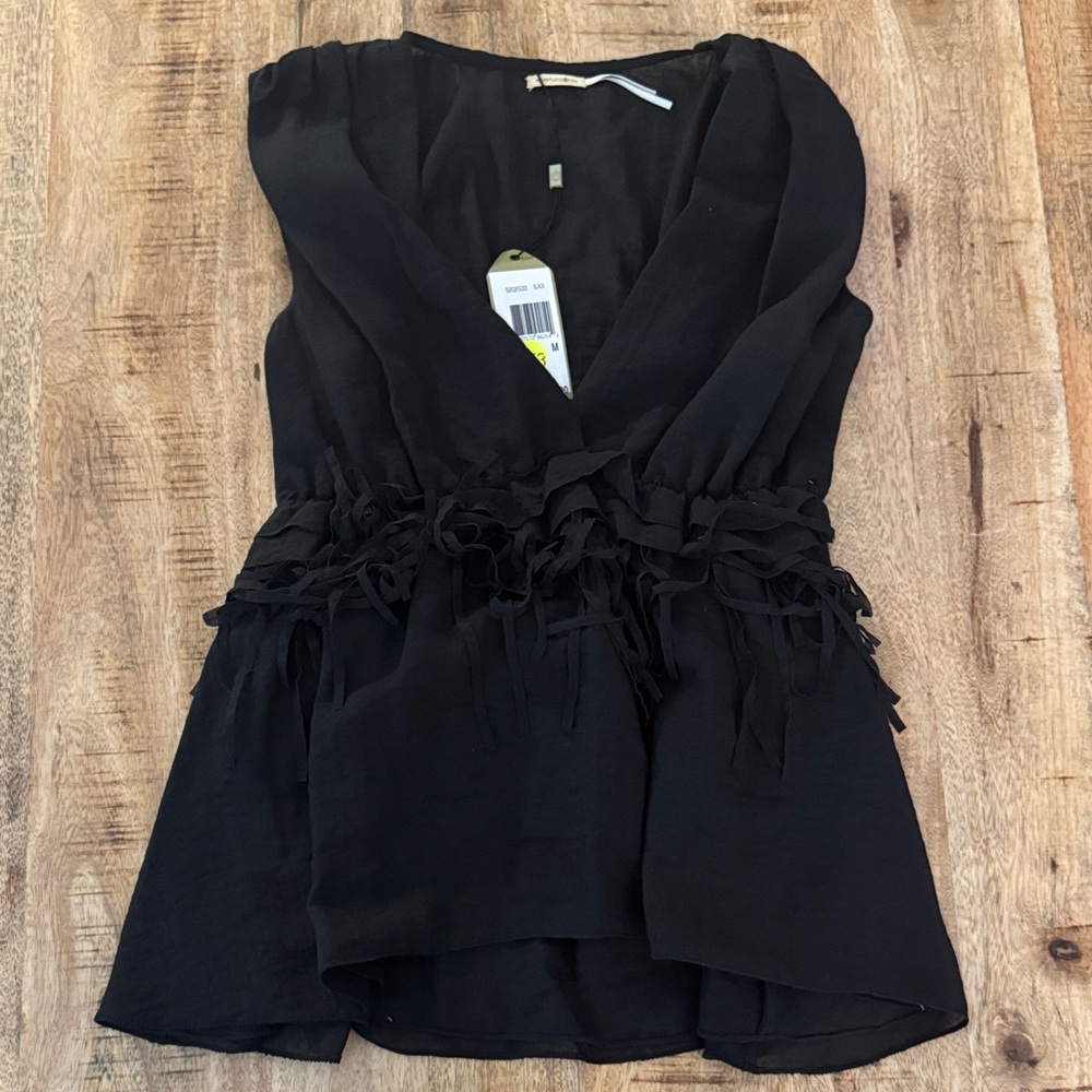 MAX STUDIO Black Women's peplum tank top sleeveless blouse Medium NWT